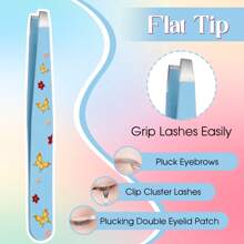 FADVAN 4PCS Tweezers Set Yellow/Lovely Flower Multi-Purpose Professional Stainless Steel Tweezers Precision Tweezers For Eyelash Extension Eyebrows Facial Blackhead,Point Tip Tweezers,Angle Tip Tweezers,Flat Tip Tweezers,Slant Tip Tweezers
