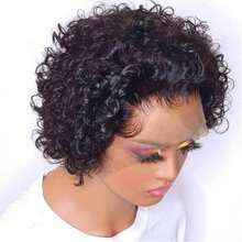 150 Density Pixie Cut Wig Human Hair 13X1 HD Lace 6 Inch Short Curly Pre Plucked Human Hair Wig With Baby Hair Wear And Go Glueless Bob Wigs For Women