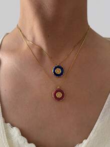 Monlansher Nuova collana con ciondolo rotondo in pietra lavorato a mano in acciaio inossidabile per donna, gioielleria di moda minimalista di lusso, disponibile in più colori
