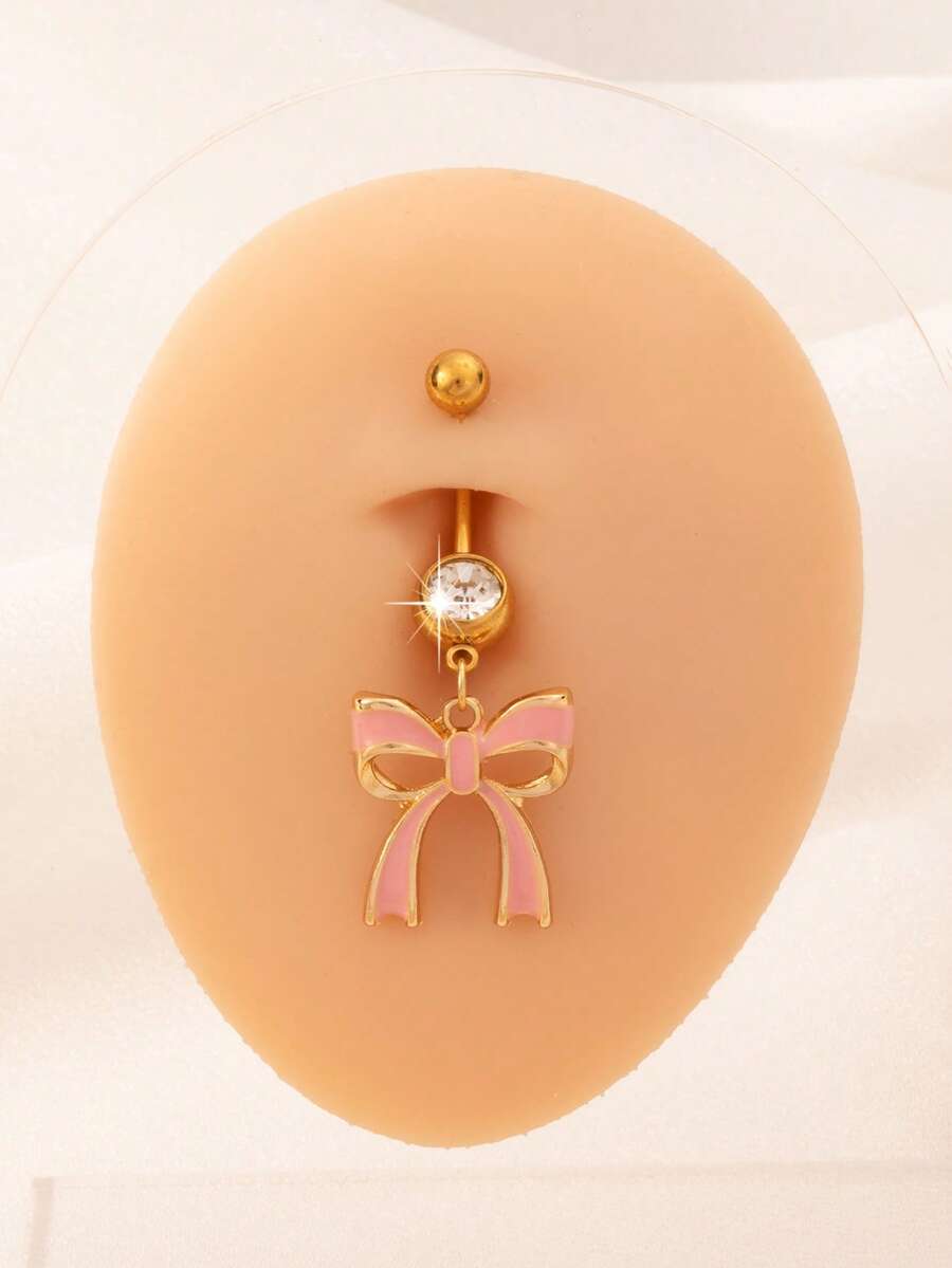 1 件优雅滴釉蝴蝶锆石肚脐环，适合女性日常佩戴 - 款式2 - 查看 1