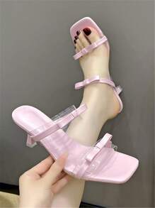 Women's Fashion Butterfly Square Toe Soft Bottom Anti-Slip Elegant High Heel Sandals