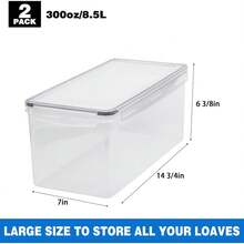 2 Pack Bread Box, Plastic Bread Container, Large Sandwich Holder, Bread Storage Container For Kitchen Counter, Bread Keeper With Airtight Lid, Bread Saver, 9 Qt / 8.5L Each-Yj - 2 - Xem 2