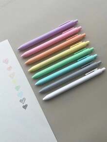 Macaron Colored Ballpoint Pens, 0.5mm Retractable Pens For Students, Exam, Fast-Drying Signature Pens, Black Ink, School Supplies,Back To School - Multicolor - View 2