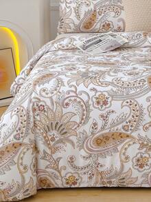 柔软超细纤维花卉图案羽绒被套 - 最佳 2/3 件套被套床上用品套装 - 包含 1 个羽绒被套和 1/2 个枕套 - 价格实惠，品质优良，适用于单人床、特大床、单人床、大号床、双人床、全尺寸 Doona 被套 - 白色 - 查看 5