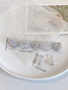 3D树脂亚克力扎染果冻色亮片星星爱心排列底座，配5个极光彩色美甲展示架，日式美甲DIY工具及摄影道具