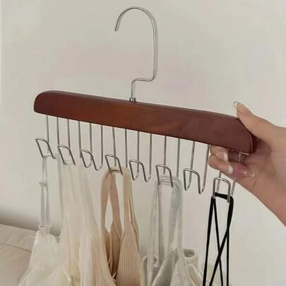 1/2pcs Wooden Clothing Hanger, Multi-Functional Closet Organizer Rack For Shirts, Ties, Scarves & More