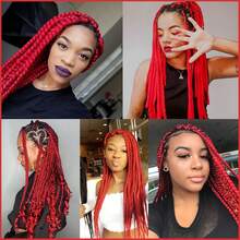 Neon Green Braiding Hair Pre Stretched 2 Packs Box Braids Hair Extensions 26 Inches Synthetic Pre Stretched Braiding Hair - Red - View 3