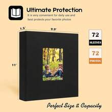 New-88 Photo Album 8x10 Holds 72 Photos, 8x10 Photo Album Linen Cover  Front Window, 72 Pockets For 8x10 Photos, 8x10 Photo Album Book For 8x10 W Family Baby Anniversary Pictur Or Gift (Black) - Linen Black - 查看 6