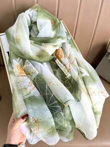 1pc Soft Chiffon Scarf For Women, New Summer Neck Wrap Design, Fashionable Oversized Shawl Accessory