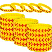 12/24pcs Baseball Silicone Wristbands, Wireless Sports Bracelet, Rubber Wristband Waterproof & Elastic, Suitable For Players, Sports Gifts, Great Gift For Baseball Team