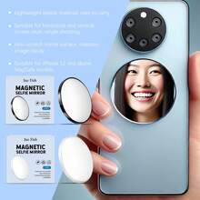 Black Magnetic Selfie Mirror Convenient For Outdoor Travel, Mobile Phone Photography, Auxiliary Camera, Reflective Convex Mirror Home Decor Back To School Room Decor School Supplies - Black - View 8