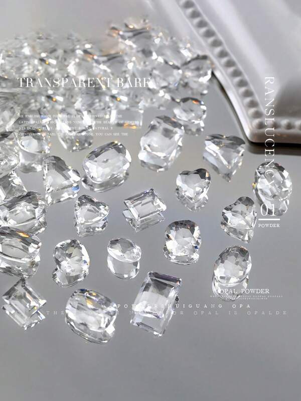 10pcs Clear Crystal White Sharp Bottom Bling Slanted Heart Pigeon Egg Glass Rhinestones, Transparent Bottom Slanted Heart Love Diamond DIY Nail Rhinestones, Nail Art Decor