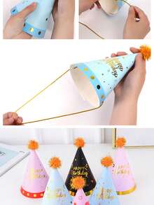 16厘米金箔生日派对帽，派对气氛装饰用品 - 彩色 - 查看 4