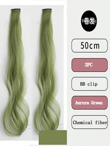 Long Curly Hair Color Hair Piece Hair Extensions Clip In Highlight Rainbow Hair Streak Pink Synthetic Hair Strands On Clips - Multicolor - View 11