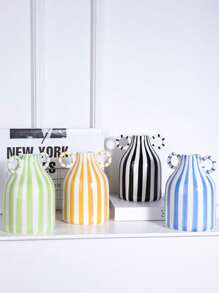 1 Stück minimalistischer Vase für zwei Ohren, Europäischer vertikaler gestreifter Stil zylindrische Blumenvase, Heimdekoration für getrocknete/frische Blumen, geeignet für Zuhause, Schlafzimmer Nachttisch, Eingangsbereich, Tisch, Geschenk für Freunde