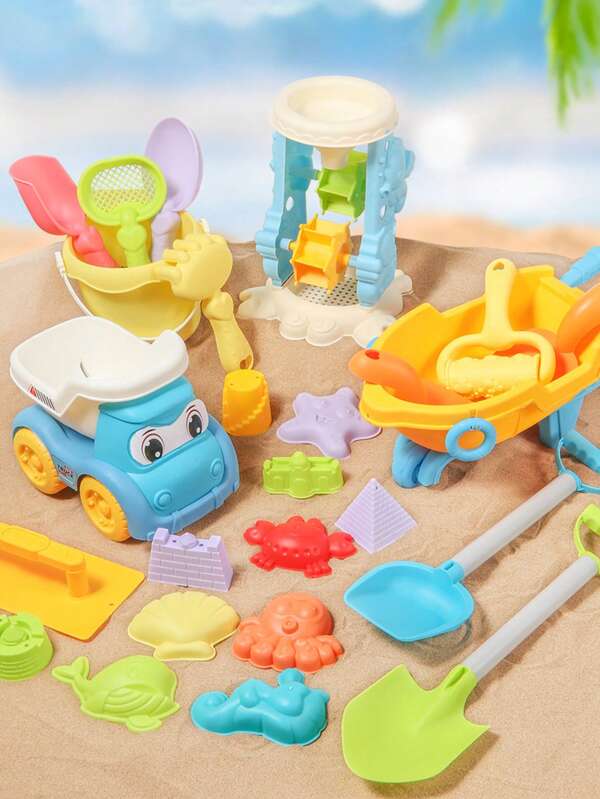 Set de 18 piezas de nuevos juguetes de playa: juegos de agua y arena para exteriores, incluye balde y pala, regalos de vacaciones para niños, juguetes de agua para niños y niñas