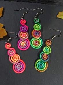 Handmade Colorful Retro Woven Rainbow Earrings, Fashionable Earrings For Women, Elegant Accessories For Home, Casual, Street, Party, Classic Souvenir, Ideal Gift For Valentine's Day, Birthday, Anniversary