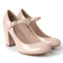 Women's White Wine Rose Gold Black Taupe Beige Grey Lipstick Natural Snake Mary Jane Pumps – Round Toe Ankle Strap Vintage Dress Heels [Size Up Half Size] - 深米色純素專利 - 查看 6