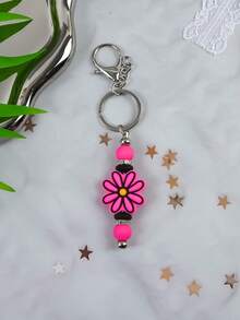 1 件夏日清新粉色和白色花卉硅胶水晶球、仿珍珠圈、可拆卸钥匙扣、包包吊坠、防丢失钥匙扣、送给朋友、家人、女朋友的礼物、汽车配件包包饰品 - 彩色 - 查看 14