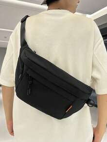 Casual Sports Bag, Large Capacity Chest Bag, Waist Bag, Black Shoulder Bag, Campus Style Bag, Summer Dad Vibe New College Student Bag, Sling Bag, Waist Bag, Fanny Pack, Multi-Pocket Casual Dad Bag, Gift, Holiday Essential, Chest Bag, Side Bag, Shoulder Bag, Gift, Holiday Must-Have, School Supplies, Backpack, Spring Study Supplies, Suitable For All, Couple Belt Bag For Men Hiking Accessories Pouch Phone Bag