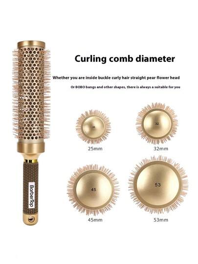4 款尺寸专业沙龙圆梳美发梳卷发器铝管卷发棒，返校季、旅行度假必备，女士美发配件，梳子，背梳，造型梳，卷发梳，边缘梳，梳子，梳发，梳子套装，梳发，卷发梳，解结梳，女士梳子，头发，旅行，美发产品，美发工具，美发用品，理发师，理发师配件，理发店，美发设备