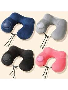 1 件便携式充气 U 型颈部支撑枕，休闲风格涤纶旅行枕，可拆卸枕套，带拉链，适合侧卧者，非常适合飞机、汽车、午睡，充气枕头适合旅行和办公室旅行配件旅行必需品假期暑假返校 - 淺灰色 - 查看 6