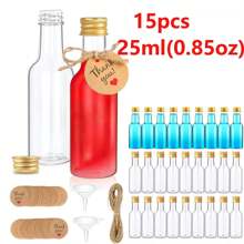 48pcs 25ml 50ml Mini Liquor Bottles Set, Mini Empty Plastic Shot Bottles, Airtight Spirit Bottle With Caps Mini Wine Bottles, Bar Party Supplies Thanksgiving, Halloween, And Christmas Are Applicable Durable Multi-Use For Juice, Sauces, Coffee