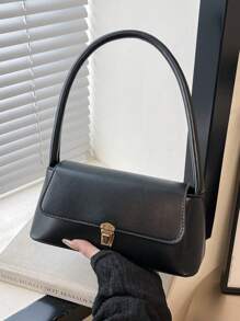 Borsa a bauletto vintage in pelle PU morbida con decorazione in metallo a forma di conchiglia, borsa a spalla da donna, nuova borsa da donna, borsa piccola, borsa a tracolla, borsa quadrata piccola