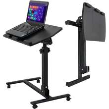 Mobile Laptop Stand Overbed Table Rolling Desk Cart Adjustable Sit-Stand Laptop Computer Desk Bedside Standing Desk,  Height Adjutable 24'' To 35''