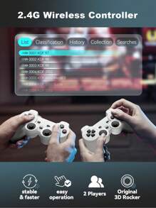 1 Set Of Home TV Game Console 4K HD Wireless Two-Player Game Controller Nostalgic Arcade Joystick Built-In 30000 Classic Retro Games PS1/GBA/FC And Other 23 Simulators Plug And Play Game Stick No Need For Network Game Box Can Be Archived Video Game Console Party Gathering Interactive Supplies