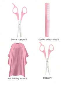 4 件套理发剪刀套装，6 英寸理发剪刀，理发、打薄、纹理美发工具，沙龙发型配件，返校、旅行度假必备品，女士发饰 - 彩色 - 查看 7