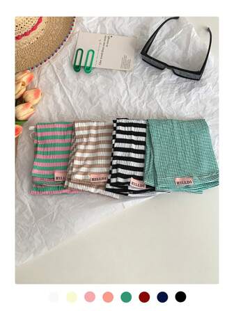 1 双女士条纹冰丝防紫外线袖套，宽松版型，适合驾驶、骑行、防晒、夏季