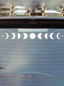 1 Pc Moon Phases Car Sticker, Lunar Chiaroscuro Mystical Witch Vinyl Banner Decal For Car Back Windshield, Water Bottle, Laptop - Easy To Apply