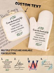 2 Stücke personalisierte Ofenhandschuhe, individuelle Isolationspolster Set von zwei Stücke für Küchengeschenke, bedruckte Ofenisolationshandschuhe mit Wunschtext, Geschenke zum Vatertag, Muttertag, Partys, Feiertage, Einweihungsgeschenke, Geschenke für Väter, Mütter, Freunde, Klassenkameraden, Söhne und Töchter, geeignet für den täglichen und Küchengebrauch