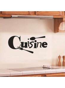 Kitchen Stickers/Decorative Stickers Simple English Tableware Stickers Waterproof And Dustproof Stickers, 1 Piece Pvc Material Removable Wear-Resistant Stickers, Wall Stickers 23.62*9.84 Inches, Suitable For Kitchen Decoration, Wall Decoration, Restaurant Decoration, Interesting Birthday Gifts, Graduation Gifts, Make Your Home A New Look