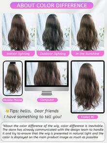 alicegarden 1顶合成耐热长卷发假发，带刘海，棕色，长度28英寸，自然逼真。（不含配件） - 棕色 - 查看 8