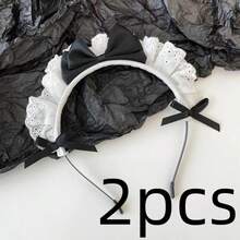 1件/2件装优雅可爱蕾丝蝴蝶结女仆头饰 - 百搭女士发饰，圣诞节完美之选