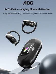 AOC ACD3504 黑色蓝牙耳机，头戴式耳机，配备大驱动器，Hi-Fi 音质，游戏，防噪音，双麦克风，佩戴舒适，无线耳机兼容智能手机 - 黑色 - 查看 2