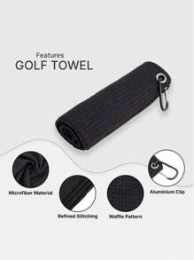 [Perfect Golf Club Cleaning Towel] 1pc Premium Waffle Pattern Golf Towel With Hook - Perfect For Cleaning Golf Clubs And Keeping Them In Top Condition
