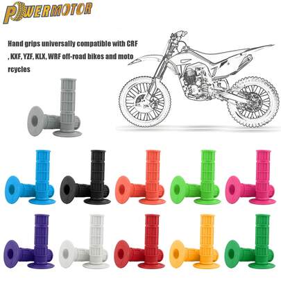 PowerMotor 摩托车把手 7/8 英寸车把橡胶刹车手柄通用 MX 适用于 SX EXC SXF KLX CRF YZF GEL GP 越野车耐力赛摩托车越野赛