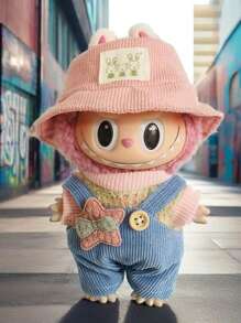 17cm Outfit Accessory, T-Shirt Suspender Pants Clothing Blind Box Plush Doll Removable Outfit Set, Suitable For 1st And 2nd Generation Dolls (Clothes Only, No Shoes). Fits 15cm-17cm (5.9 Inches-6.69 Inches) Dolls, Doll Clothes/Shoes Replacement, Suitable For Birthday, Holiday, Valentine's Day Gifts, Suitable For Everyone (Clothes Only, No Dolls Sold)