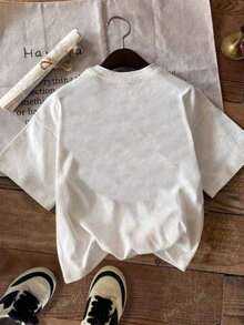 YOKASA Camiseta de mujer con estampado de letras de dibujos animados - Blanco-ZM204 - Ver 3