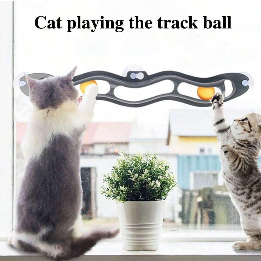 1pc Window-Mounted Roller Ball Cat Toy - Suction Cup Stability For Interactive Indoor Play, Encourages Exercise & Entertainment