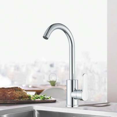 Grifo para fregadero de cocina giratorio de 360° con mezclador monomando de un solo orificio