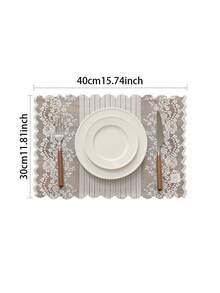 1pc French Lace Hollow-Out Table Runner, Elegant Atmosphere Placemat - White - View 3