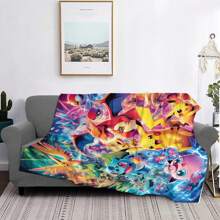 pokemon 1pc Pokemon Flannel Blanket | Made Of Polyester, Comfortable For All Seasons | Suitable For Sofa, Bed, Travel And Camping | Modern Cartoon Design With Pikachu Character | Ideal Gift For Pokemon Fans