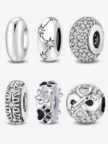 1 hạt charm thời trang phù hợp cho vòng tay, vòng tay nữ, đồ trang sức tự làm và trang phục hàng ngày, đồ trang trí phù hợp cho bé gái - Bạc - Xem 1