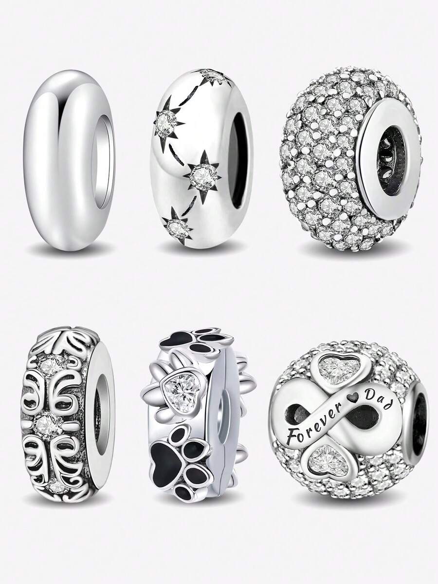 1 hạt charm thời trang phù hợp cho vòng tay, vòng tay nữ, đồ trang sức tự làm và trang phục hàng ngày, đồ trang trí phù hợp cho bé gái - Bạc - Xem 1