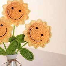 5PCS Handmade Crochet Sunflower, Eternal Artificial Woven Sunflower Flowers, Knitted Simutation SunFlowers, Preserved Flower, Best Gift For Birthdays, Weddings, Graduations, Father's Day & ,Teacher's Day. Suitable For Home Decor In Restaurant, Living Room, Bedroom,Holiday Gift & Party Decoration. - Orange - View 9