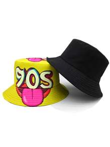 Cappello a secchio vintage con stampa graffiti anni '80-'90, cappello unisex da streetwear, hip hop, musica, adatto per feste